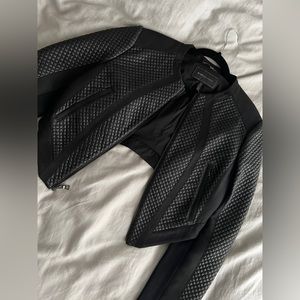 BCBG Maxazria Womens Hansen Quilted Cropped Moto Jacket